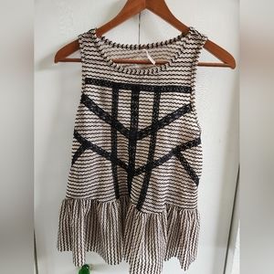 Free People Black and Cream Patterned Camisole